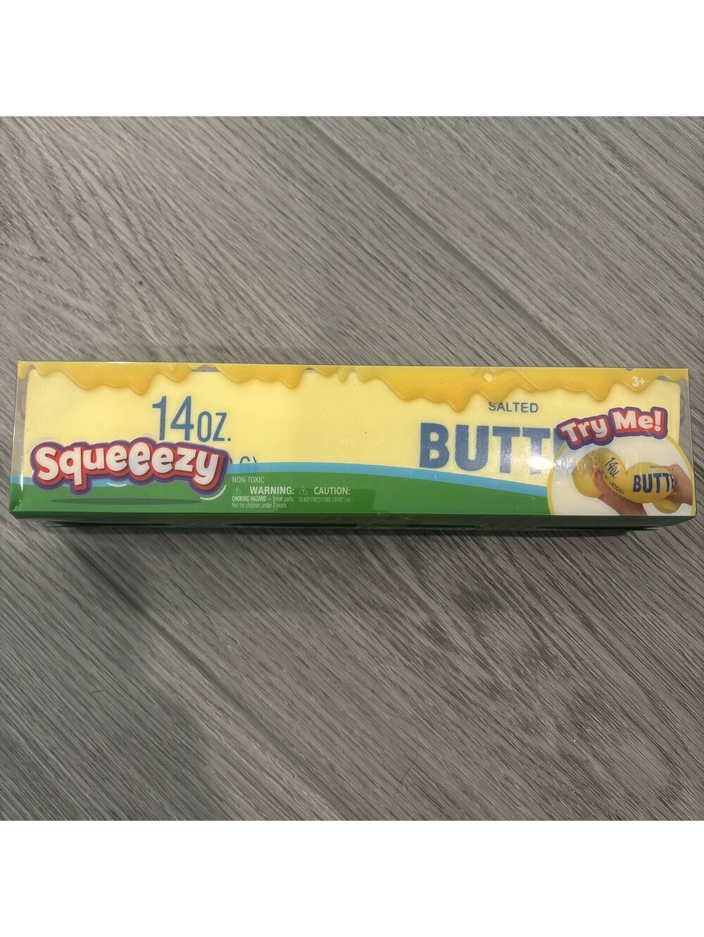 Squeezy 14 oz Salted Butter Tactile Squishy Squeeze Toy Yellow, Ages 4+